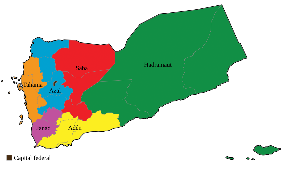 Map of Yemen from Wikipedia Commons