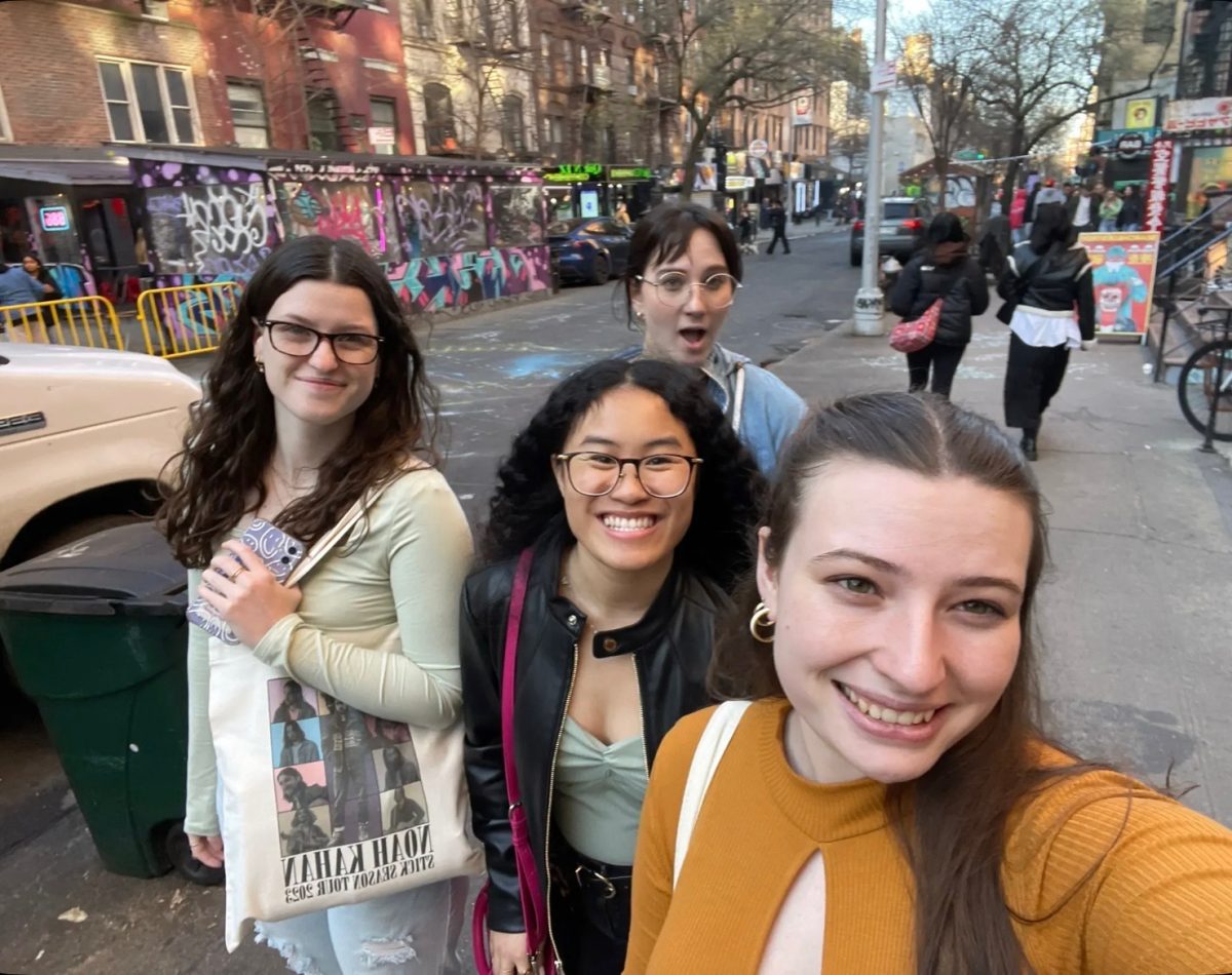 Amanda Eacho, Evelyn Davidson, Lindsay Deyton and Katherine Zickel, posing for a selfie in the East Village, taken by Katherine Zickel