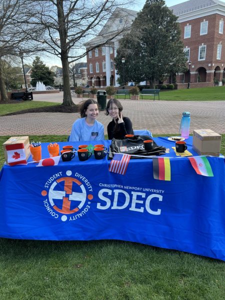 SDEC Vice President of Policy Maeve Korengold and
member Genna Mckenzie tabling at the Intercultural
Festival, photo by Holly Haydon /TheCaptainsLog