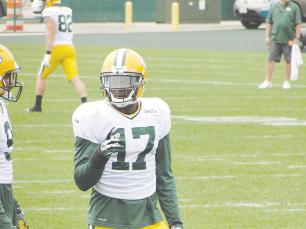 Davante Adams as a Green Bay Packer
during 2014 training camp. Davante Adams
by Kyle Engman is licensed under the CC By
Attribution 2.0 Generic Deed.