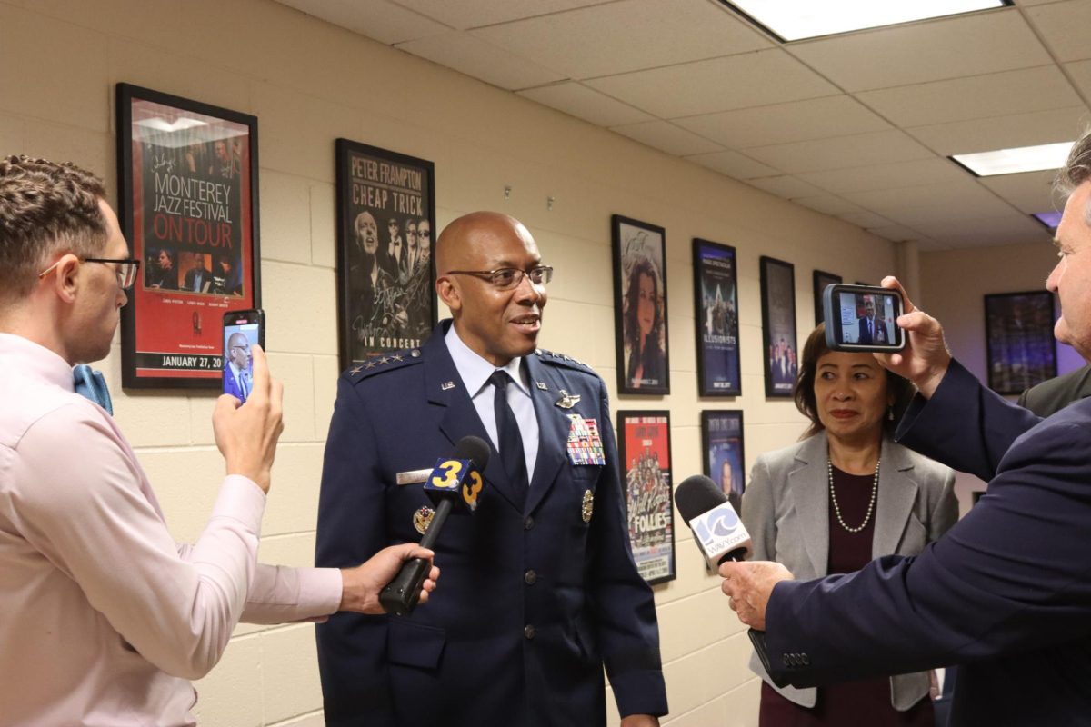 General visits former high school and discusses
leadership skills