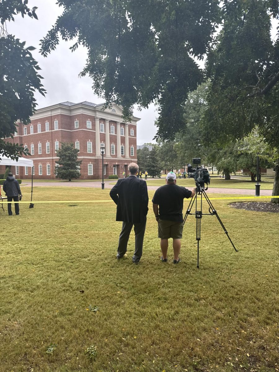 Local news station filming Critical Incident Full Scale training exercise at CNU on Wednesday, September 25, photo taken by Anthony Berry