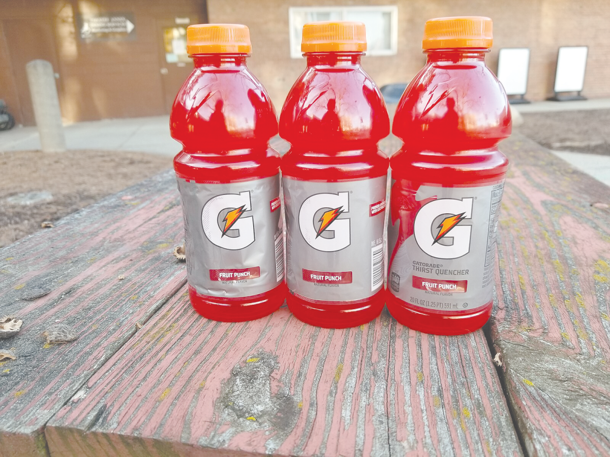 Image of three fruit punch flavored Gatorade bottles. Gatorade by SecretName101 is licensed under the CC
BY-SA Attribution 4.0 Deed.