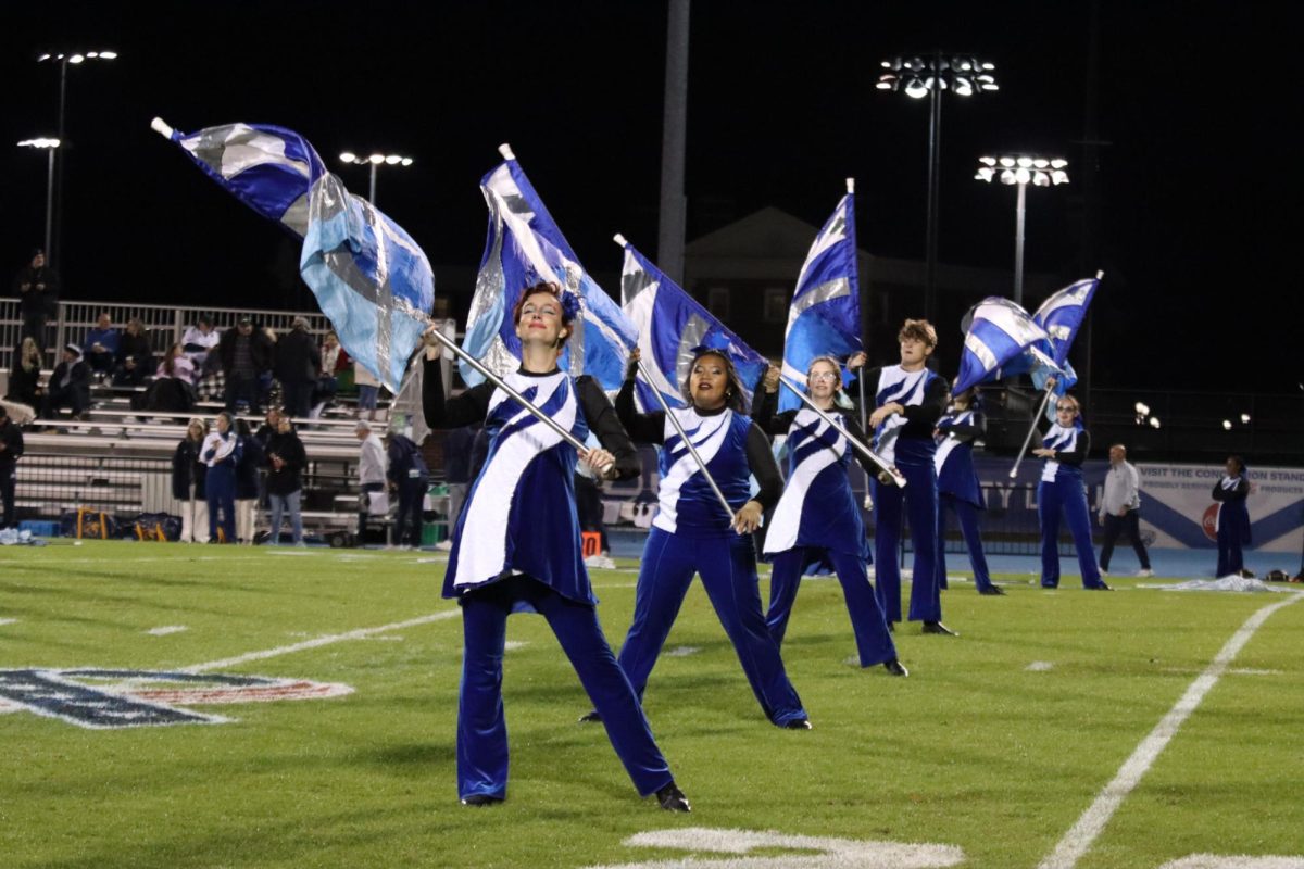 CNU Color Guard performing during halftime