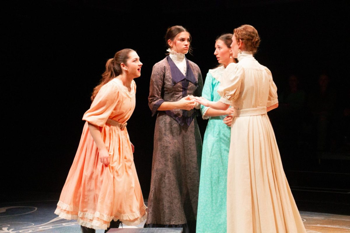 Ella Greer, Kate Bentov, Emma Philpot, and Cora Barr playing the Bennet Sisters Lydia, Mary, Jane, and Lizzy.