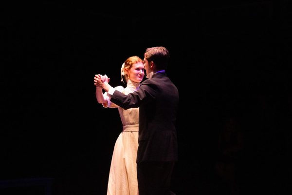 Cora Barr and Brayden Crickenberger playing Lizzy Bennet and Mr. Darcy, photo by Amanda Eacho