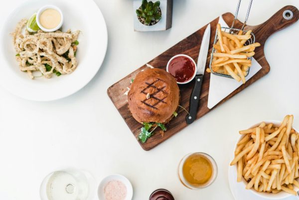 Burger and fries, photo from Unsplash