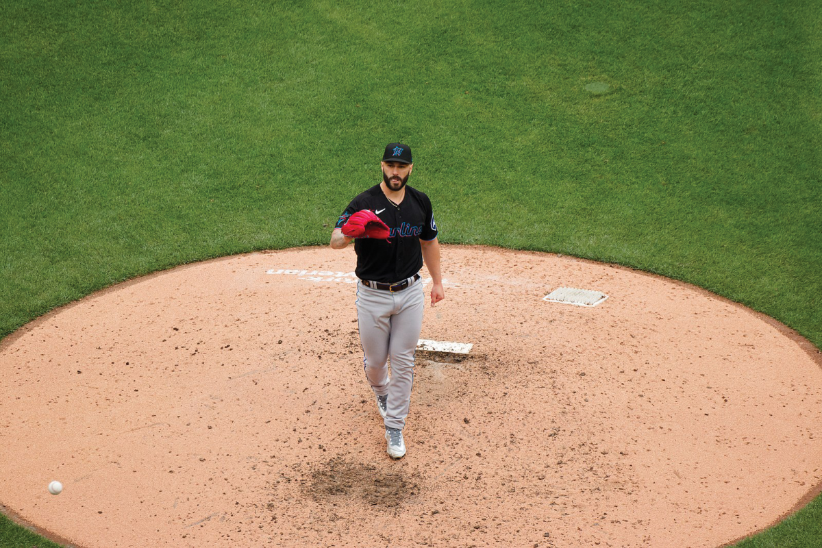 Tanner Scott stands on the mound during a 2023
regular season game against the New York Mets.
Tanner Scott stands on the mound by Daniel
Benjamin Miller is licensed under the CC0 1.0
Universal Deed.