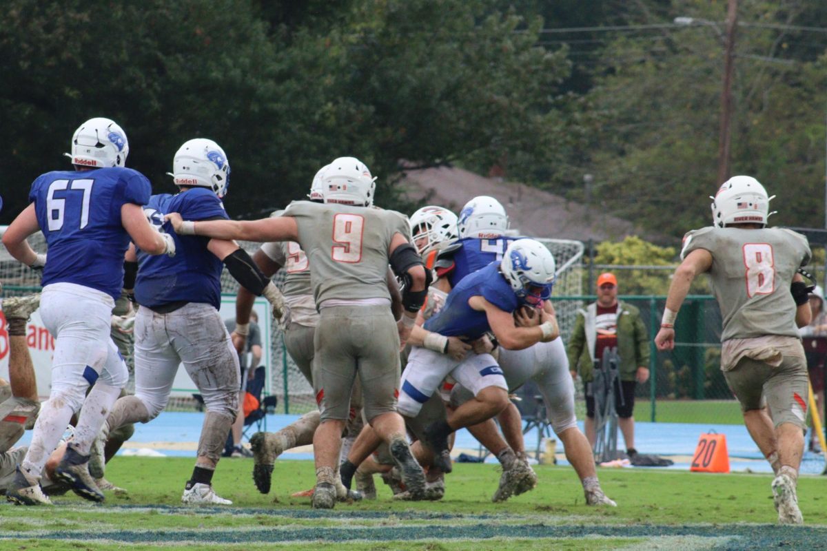 CNU football player runs the ball during Saturday’s game